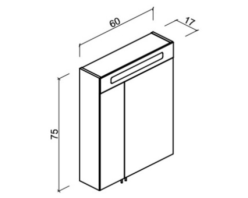 Зеркальный шкаф 60x75 см пенька глянец Verona Susan SU600RG09