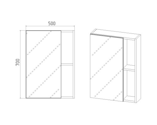 Зеркальный шкаф 50x70 см дуб вотан L/R Viant Бостон VBOS50-ZSH