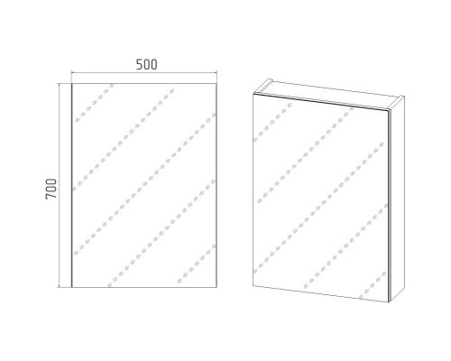 Зеркальный шкаф 50x70 см белый L/R Viant Куба VKUB50-ZSH