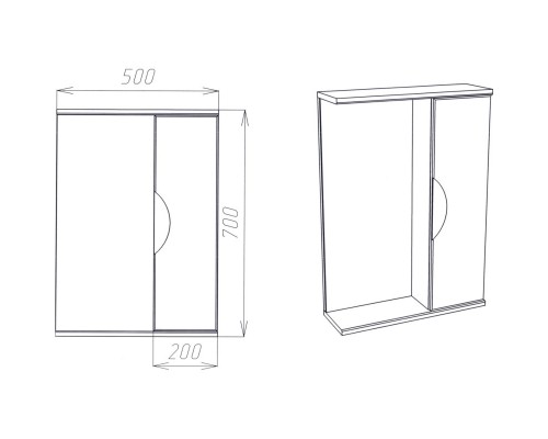 Зеркальный шкаф 50x70 см белый R Viant Барселона VBAR50-ZSH