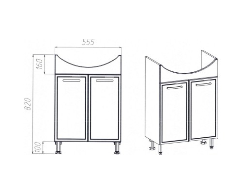 Тумба белый 55,5 см Viant Милан VMIL60BA-T2ST