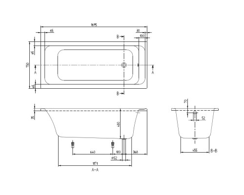 Акриловая ванна 169,5x75 см Villeroy & Boch Architectura UBA170ARA2V-01