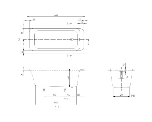 Акриловая ванна 149,5x70 см Villeroy & Boch Architectura UBA157ARA2V-01