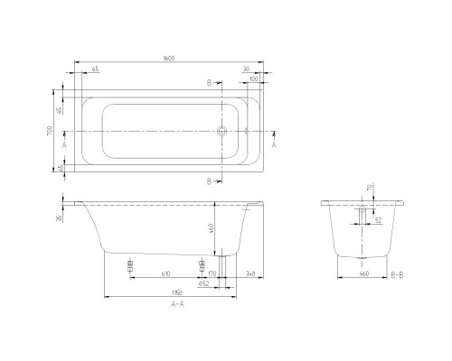 Акриловая ванна 160x70 см Villeroy & Boch Architectura UBA167ARA2V-01