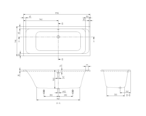 Акриловая ванна 179,5x79,5 см Villeroy & Boch Architectura UBA180ARA2V-01