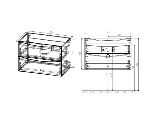 Тумба белый глянец 74 см Vincea Mia VMC-2MA750GW