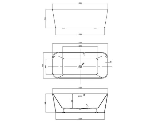 Акриловая ванна 170x80 см Vincea VBT-401-1700