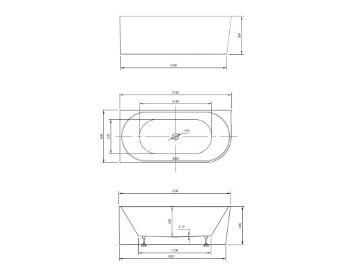 Акриловая ванна 170x80 см Vincea VBT-402-1700L