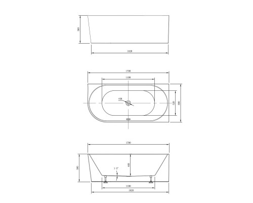 Акриловая ванна 170x80 см Vincea VBT-402-1700R