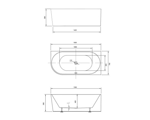 Акриловая ванна 150x75 см Vincea VBT-402-1500R