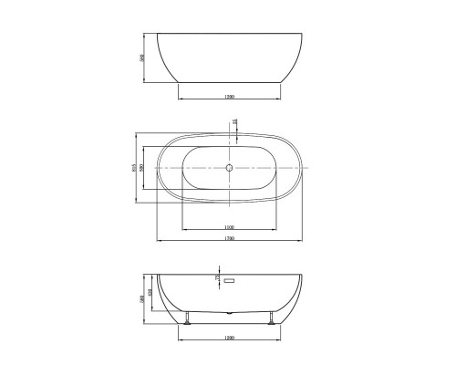 Акриловая ванна 170x81,5 см Vincea VBT-408-1700