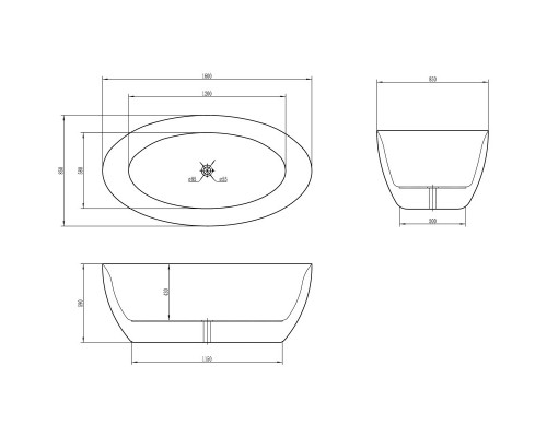 Акриловая ванна 160x85 см Vincea VBT-101