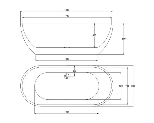 Акриловая ванна 180x80 см Vincea VBT-108