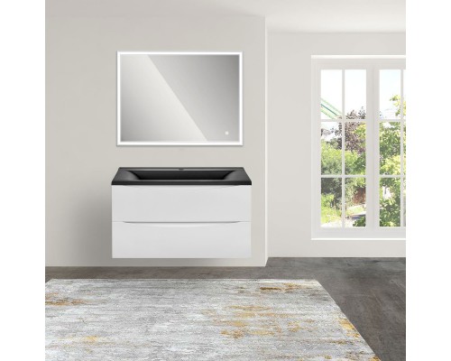 Комплект мебели белый глянец 90 см Vincea Mia VMC-2MA900GW + VCB-3M900B + VLM-3VN900