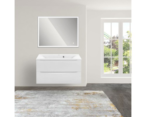 Комплект мебели белый глянец 90 см Vincea Mia VMC-2MA900GW + VCB-3M900W + VLM-3VN900