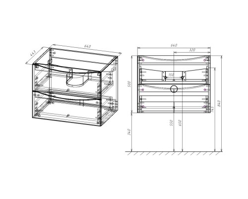 Тумба с раковиной дуб винтаж 65 см Vincea Mia VMC-2MA650VO + VCB-3M650W