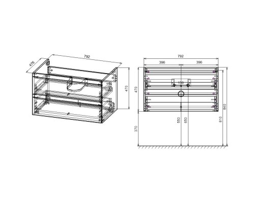 Тумба с раковиной дуб табачный 80 см Vincea Luka VMC-2L800TO + VCB-13800G