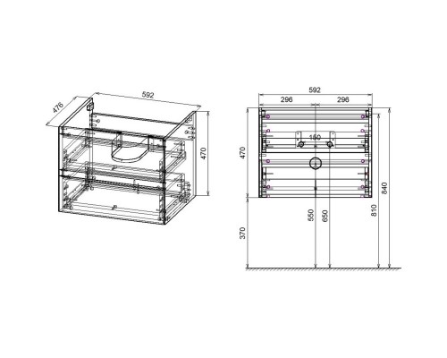 Комплект мебели дуб табачный 60 см Vincea Luka VMC-2L600TO + VCB-13600B + VLM-2J600