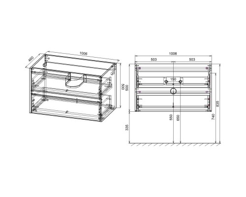 Комплект мебели дуб табачный 101,5 см Vincea Gio VMC-2G100TO + VBS-13100 + VLM-2B100