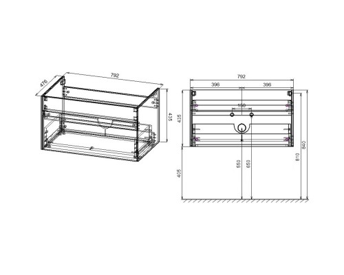 Комплект мебели дуб табачный 80 см Vincea Chiara VMC-2C800TO + VCB-13800B + VLM-3VN800