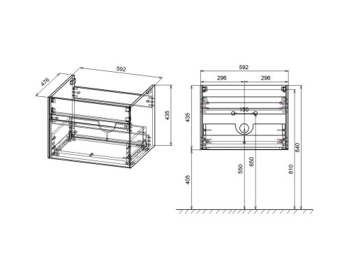 Тумба с раковиной темный дуб 60 см Vincea Chiara VMC-2C600RO + VCB-13600B