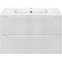 Тумба с раковиной белый глянец 81 см Vincea Norma VMC-2N800GW + VCB-2N800W