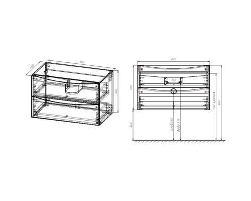 Тумба с раковиной темный дуб 91,5 см Vincea Mia VMC-2MC900RW + VBS-13990