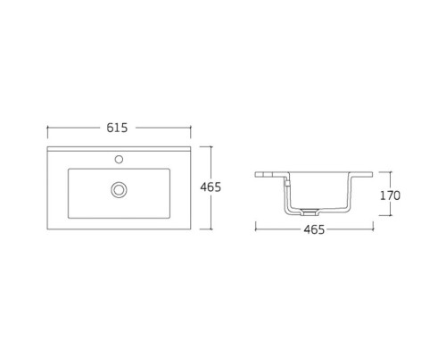 Тумба с раковиной темный дуб 61,5 см Vincea Mia VMC-2MC600RW + VBS-13960