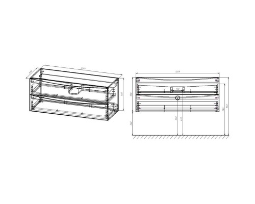 Тумба с раковиной дуб винтаж 121,5 см Vincea Mia VMC-2MC120VO + VBS-13120