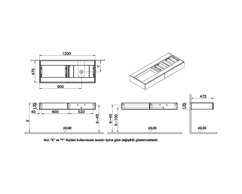 Тумба черный дуб 120 см R VitrA Origin 65682