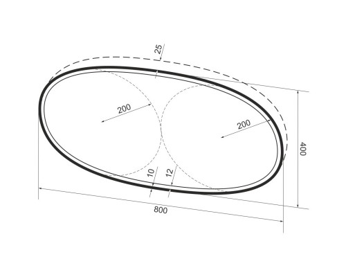 Зеркало 80x40 см черный матовый Wellsee 7 Rays’ Spectrum 172201590