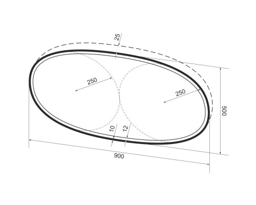 Зеркало 90x50 см черный матовый Wellsee 7 Rays’ Spectrum 172201610