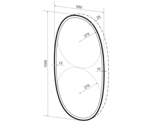 Зеркало 55x100 см черный матовый Wellsee 7 Rays’ Spectrum 172201620