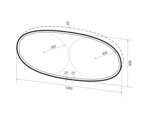 Зеркало 120x60 см черный матовый Wellsee 7 Rays’ Spectrum 172201650