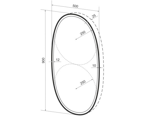 Зеркало 50x90 см черный матовый Wellsee 7 Rays’ Spectrum 172201600