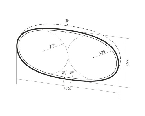 Зеркало 100x55 см черный матовый Wellsee 7 Rays’ Spectrum 172201630