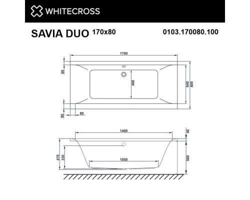 Акриловая ванна 170x80 см Whitecross Savia Duo 0103.170080.100 Elit-san.ru