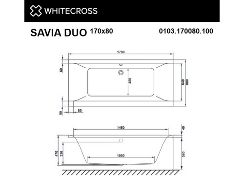 Акриловая гидромассажная ванна 170x80 см Whitecross Savia Duo 0103.170080.100.LINE.CR Elit-san.ru