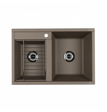 Мойка для кухни  Делия 78 DBL  780x520x218 мм, прямоуг. с крылом, серый шелк