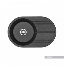 Мойка для кухни  Амира  780x500x211 мм, круглая с крылом, графит