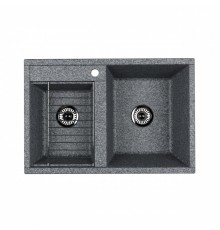 Мойка для кухни  Делия 78 DBL  780x520x218 мм, прямоуг. с крылом, серый