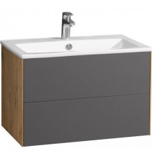 Тумба с раковиной AQUATON  Сохо 75 графит софт/дуб веллингтон 1A2581K1AJA00