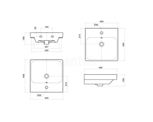 Тумба с раковиной AQUATON Сканди Doors 45 1A2787K0SD010 белый глянец/белый матовый