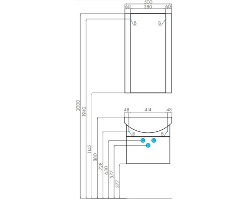 Зеркало 50x85,8 см белый Акватон Ария 1A140102AA010