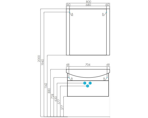 Зеркало 80x85,8 см черный Акватон Ария 1A141902AA950