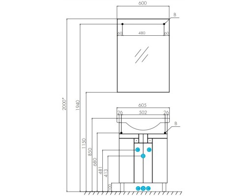 Зеркало 60x85 см Акватон Фиджи 1A179502FG010