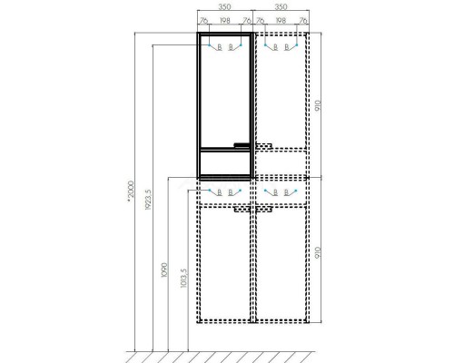 Шкаф подвесной белый глянец/дуб крафт R Акватон Флай 1A237903FAX1R