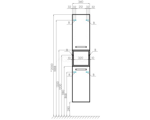 Шкаф одностворчатый подвесной 34x70 см дуб эндгрейн Акватон Лофт Фабрик 1A242803LTDU0