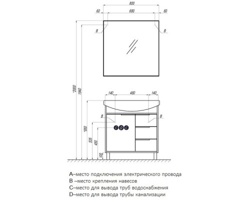 Зеркало 80x80 см Акватон Рико 1A216502RI010