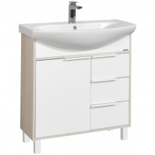 Тумба с раковиной белый глянец/ясень фабрик 80,5 см Акватон Рико 1A2154K1RIB90